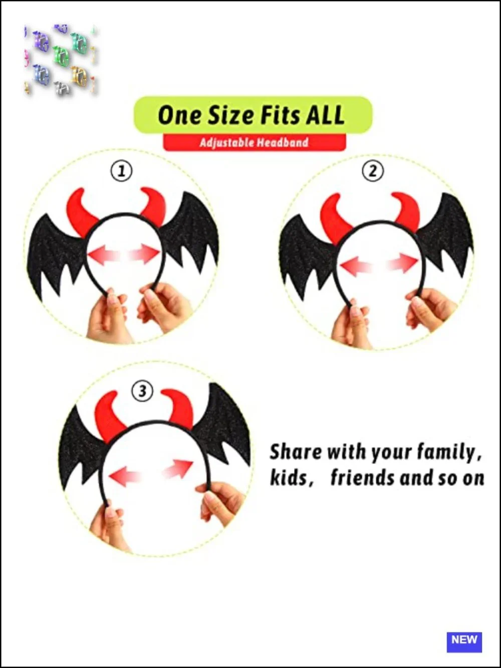 Halloween Headbands 6-Pack Ghost Bat Spider Pumpkin Devil Eyeball Costume Hair